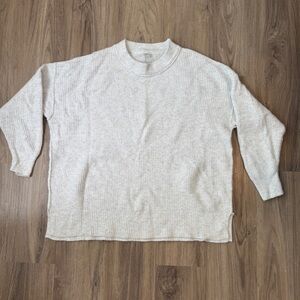 Aerie Waffle Knit Oversized Light Grey Sweater Size XS